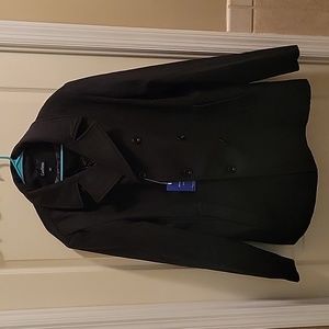 ChouYatou black notch collar double breasted wool blend peacoat size XXL NEW…